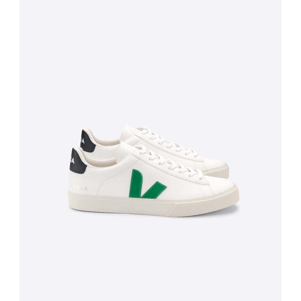 White/Green Women\'s Veja CAMPO CHROMEFREE Low Tops Sneakers | AU 596GSO